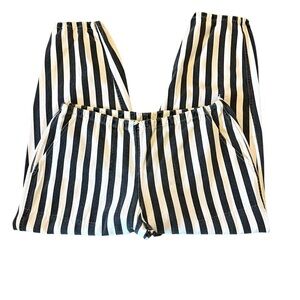 Vintage UFO Unisex Striped Black/White Drawstring Waist and Drawstring Bottoms